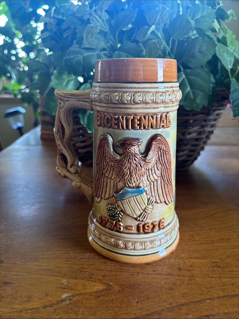 Vintage Bicentennial Ceramic Beer Mug- 1776-1976 with US Capitol & Eagle motif